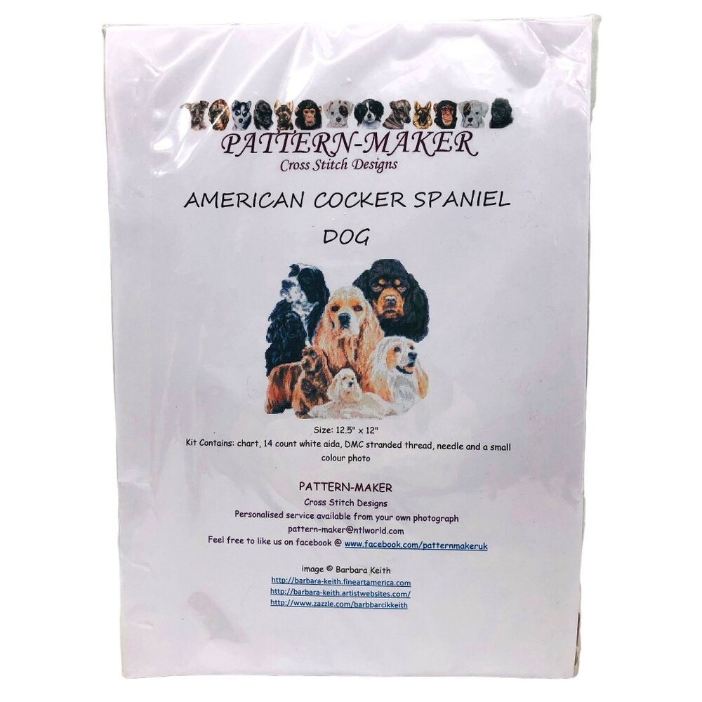 American Cocker Spaniel Dog Counted Cross Stitch Kit by Pattern Maker New Sealed - Picture 2 of 7
